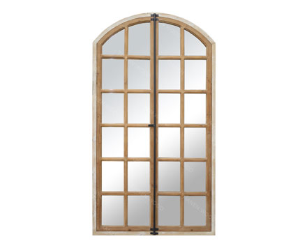 Amazon Hot Sellings Arch Windowpane Wall Decor Window Grid Mirror Solid Wood Hanging Dining Room Mirror