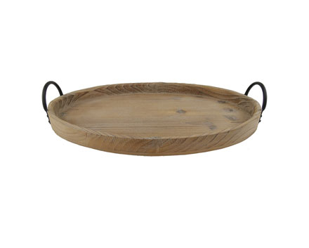 Amason Wooden Tray Wooden Coffee Table Tray  Round Wooden Tray with Handles for Pizza