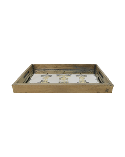 Wooden Serving Tray With Glass Insert