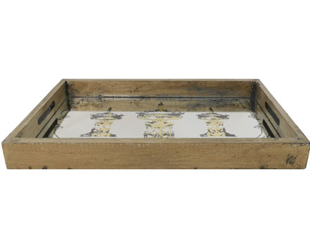 Wooden Serving Tray With Glass Insert