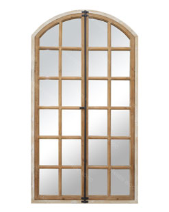 Amazon Hot Sellings Arch Windowpane Wall Decor Window Grid Mirror Solid Wood Hanging Dining Room Mirror