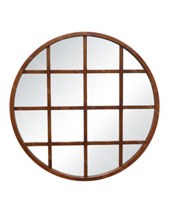Handicraft Decorative Round Windowpane Wooden Mirrors for Sale Mirror Salon