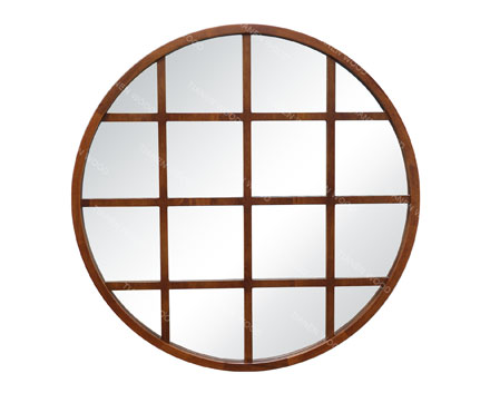 Handicraft Decorative Round Windowpane Wooden Mirrors for Sale Mirror Salon