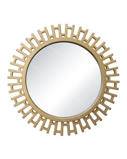 China Modern Design Salon Mirror Sun Shaped Golden Hotel Mirror Shower Wall Mirror