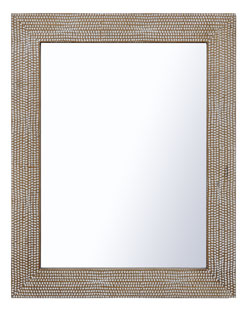 Salon Full Decorative Wood Framed Mirrors Rectangular Mirror with Small White Dots  Decoration