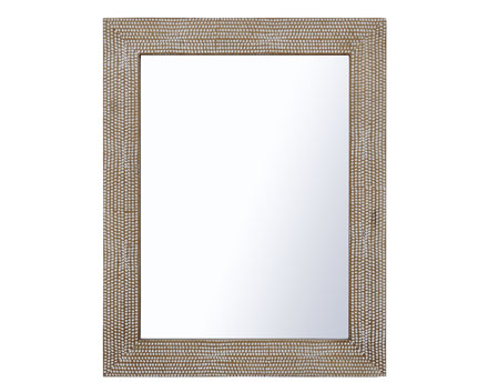 Salon Full Decorative Wood Framed Mirrors Rectangular Mirror with Small White Dots  Decoration