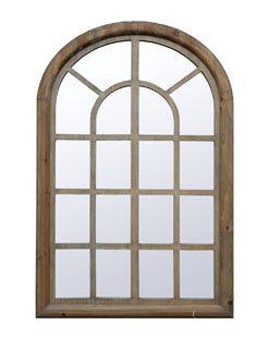 2022  New Design Handmade Windowpane Mirror Arched Wood Framed Mirrors