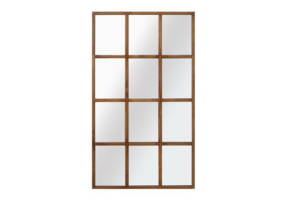 brown grid mirror