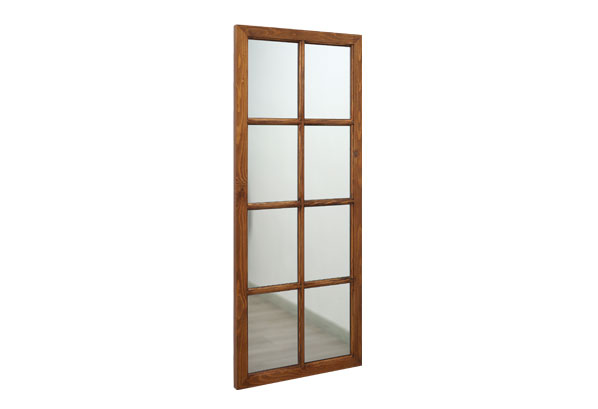 dark brown wood hanging living room mirror 2