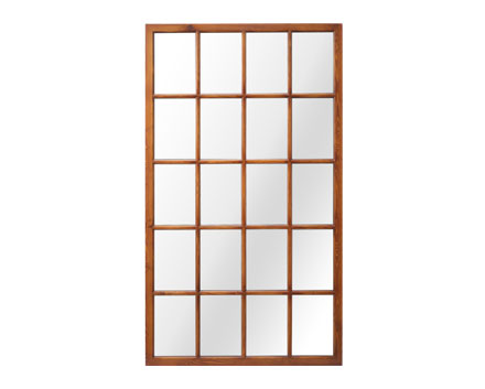 Large Window Pane Mirror Wooden Window Pane Mirror Nut- Brown 20 Panel Window Mirror