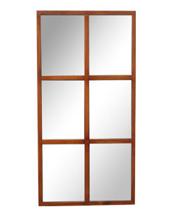 Amazon Brand Solid Wood Home Farmhouse  Window Framed Hanging Wall Grid Mirror Nut-brown 6 Panel Window Mirror
