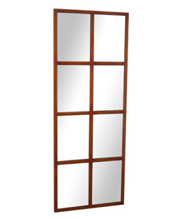Superior Hanging Rectangular Window Design Wall Mirror brown 8 Panel Window Mirror