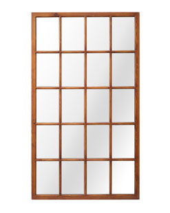 Large Window Pane Mirror Wooden Window Pane Mirror Nut- Brown 20 Panel Window Mirror