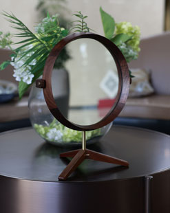 Walmart Black Walnut and Glass - Hd Mirror Round Hd Desktop, Single-sided, 45 Degree Adjustable Angle