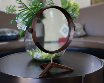 Walmart Black Walnut and Glass - Hd Mirror Round Hd Desktop, Single-sided, 45 Degree Adjustable Angle