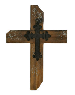 Qoo10 Supplier Handmade Wooden Crucifix Wall Cross Unique Rustic Wood Catholic Spiritual Art Church Home Room Decor - Natural Color Solid Wood with Black Metal Decoration