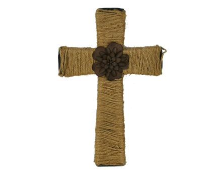 Shopee Product Customizable Designed Wood Cross with Rustic Rope Crosses Wall Art Good Quality Hanging Decor