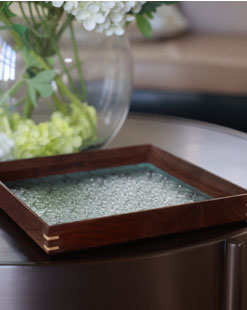 Etsy Square Embossed Glass Serving Tray Home Living Room Fruit Plate Walnut Wooden Food Storage Tray