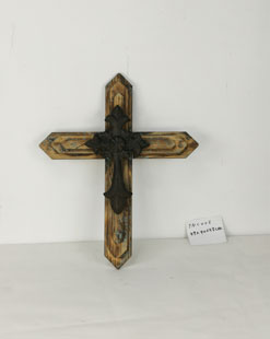 Etsy Handmade Wooden Crucifix Wall Cross Unique Rustic Wood Catholic Spiritual Art Church Home Room Decor - Natural Color Solid Wood with Black Metal Decoration