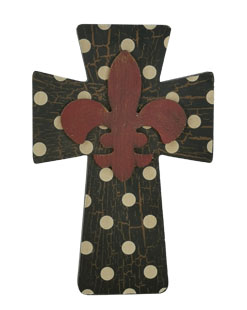 Rakuten Supplier Handmade Wall Cross with White Dot Decor Unique Rustic Wood Catholic Spiritual Art Church Home Room Decor