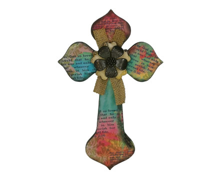 Floral Cross Colorful Wall Decor Hand Painted Decorative Inspirational Hanging Wall Cross(cute Style)