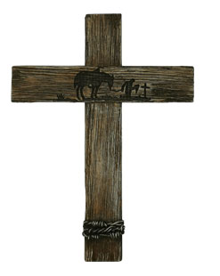 Wood Wall Cross Home Decoration Gift Vintage Pattern Metal Wall Decor 13 Inch Length