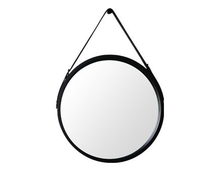 Wayfair Round Wall Mirror- Black Circle Mirror Wood Frame with Adjustable Hanging Leather Strap for Bedroom Bathroom Living Room Entryway Vanity