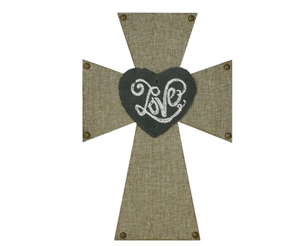 Design-mkt the Lord’s Prayer Wall Cross with Love Heart Shape and Cloth on Furface Decor Art Church Home Room Decor