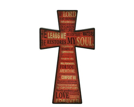 Qoo10 Supplier Christian Wall Crosses with Faith Biblical Verse Realistic Wood Texture Paint Red Color for Home, Office and Churches