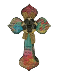 Floral Cross Colorful Wall Decor Hand Painted Decorative Inspirational Hanging Wall Cross(cute Style)