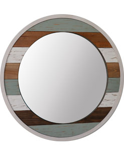 Walmart Handmade Rustic Round Whitewashed Barnwood Splicing Mirror