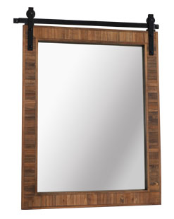 Gmarket Farmhouse Wall Mirror Rustic Wood Framed Bathroom Mirror, Barn Door Style Decorative Mirrors