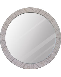 Umbra Round White Washed Farmhouse Barn Mirror Door-inspired Wall Decor