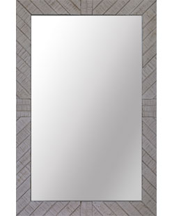 Fordeal Rustic White Washed Barnwood Splicing Mirror for Home Decor