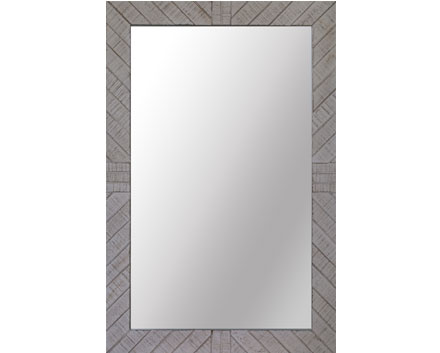 Fordeal Rustic White Washed Barnwood Splicing Mirror for Home Decor