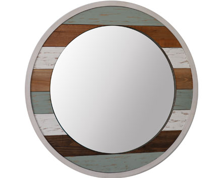 Walmart Handmade Rustic Round Whitewashed Barnwood Splicing Mirror