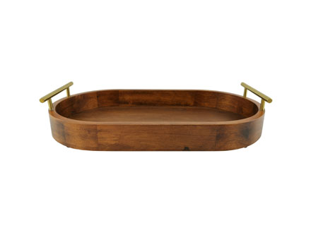 2022 Wholesale Custom Large Wooden Tray Long Wooden Tray Wooden Breakfast Tray with Metal Handle