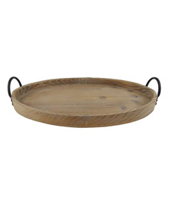 Amason Wooden Tray Wooden Coffee Table Tray  Round Wooden Tray with Handles for Pizza