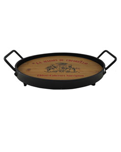 Customized Kitchen Hotel Home Food Round Metal Serving Trays with Metal Handles