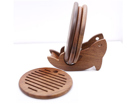 Eco Friendly walnut Trivet Mat Hot Pot Holder Pads Coasters