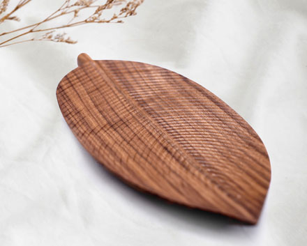 Solid Wood Leaves Shape Table Mats Acacia Mats Handmade Leaf Plate