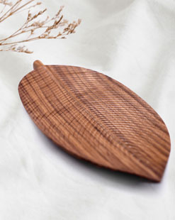Solid Wood Leaves Shape Table Mats Acacia Mats Handmade Leaf Plate