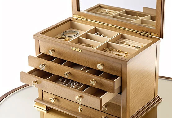 cheap multi layers oak wood jewelry box